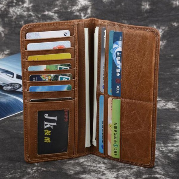 Cowhide Wallet Retro Waxed Cowhide Leather Wallet Coin Multi-card Wallet